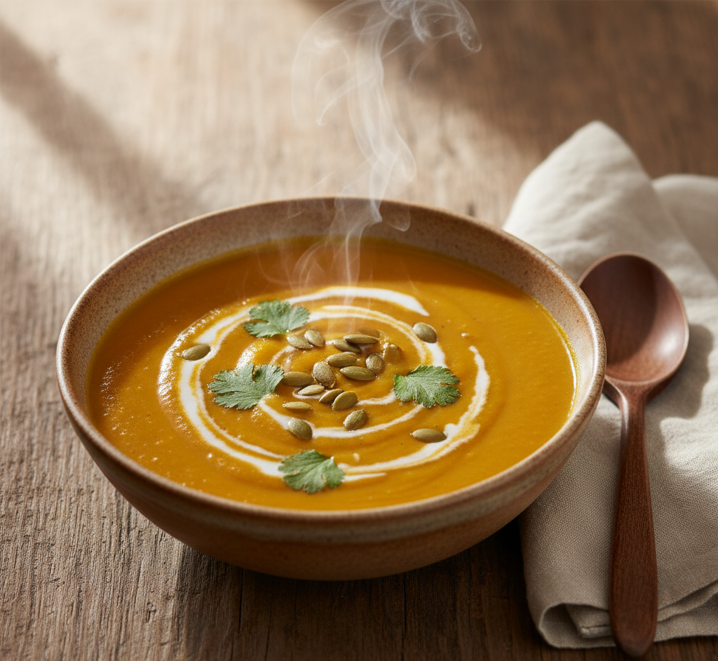 Recept voor de herfst: Pompoensoep met Garam Masala en Kokosmelk